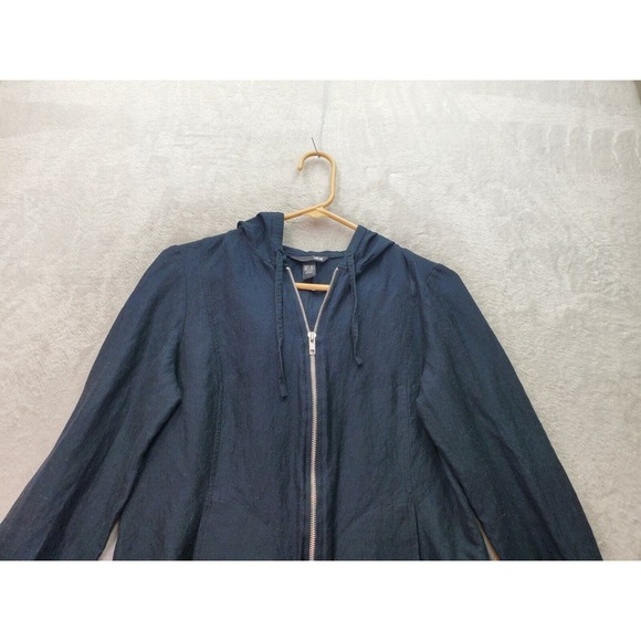 H&M Jacket Womens Size 6 Black Pockets Long Sleeve Hooded Drawstring Full Zipper - Picture 4 of 9